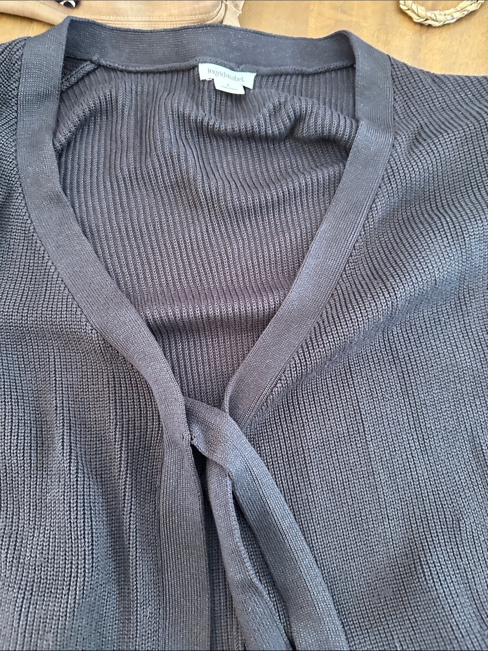 Isabel Maternity by Ingrid & Isabel Charcoal Tie-Front V-Neck Cardigan